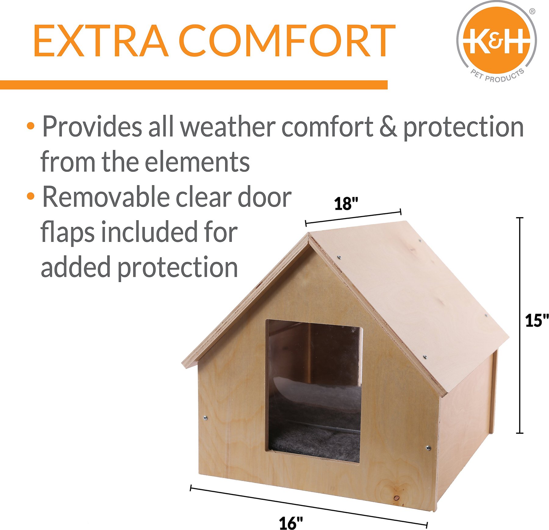 Heated or Unheated K&H Pet Products Birchwood Manor Outdoor Kitty Home