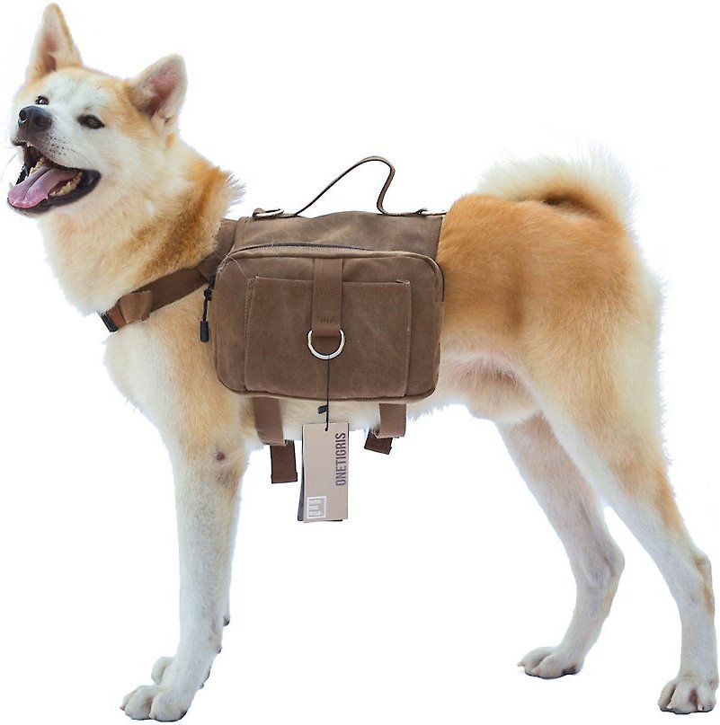 OneTigris Cotton Canvas Dog Backpack, Brown - www.semashow.com