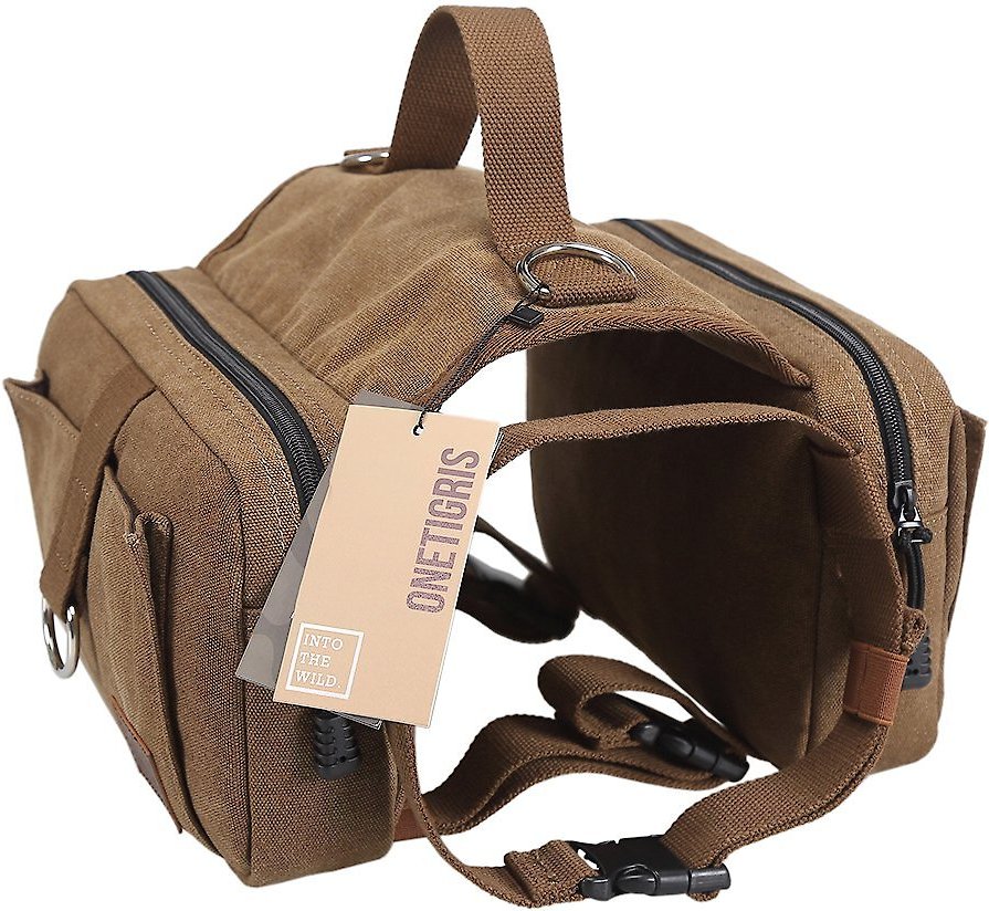 OneTigris Cotton Canvas Dog Backpack, Brown - 0