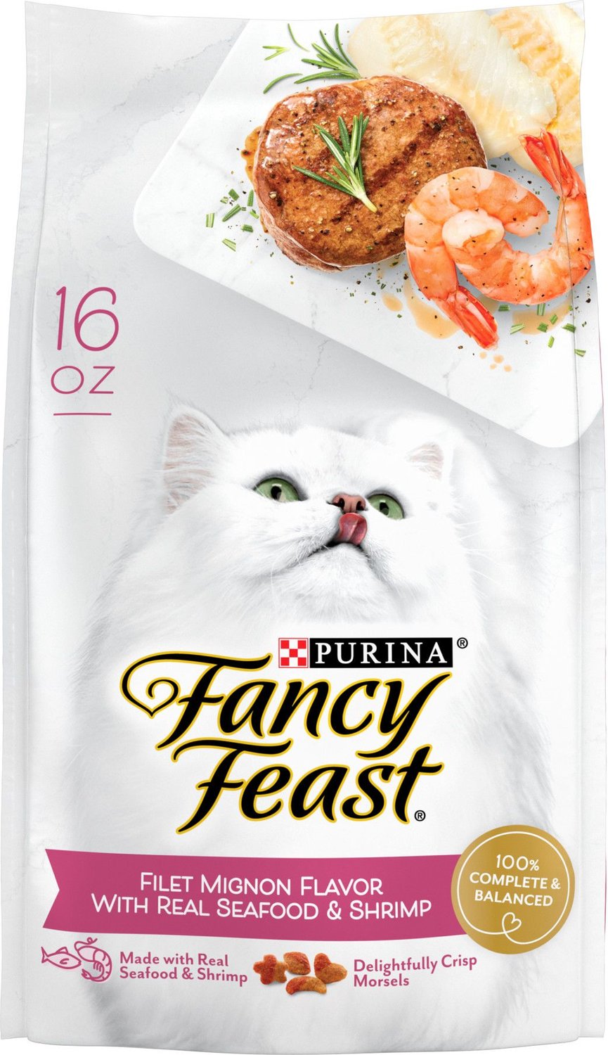 Fancy Feast Gourmet Filet Mignon Flavor with Real Seafood & Shrimp Dry