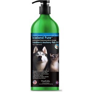 Iceland Pure Pet Products Unscented Pharmaceutical Grade Sardine & Anchovy Oil Liquid Dog & Cat Supplement, 17-oz bottle
