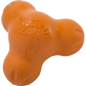 West Paw Zogoflex Small Tux Tough Treat Dispensing Dog Chew Toy, Tangerine
