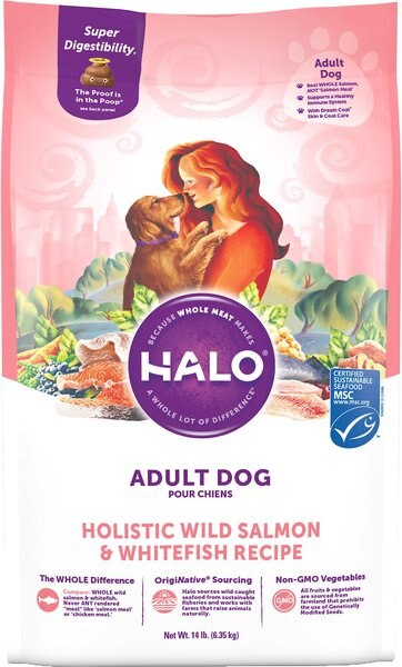 Halo Holistic Salmon & Whitefish Recipe Adult Dry Dog Food, 14-lb bag slide 1 of 10