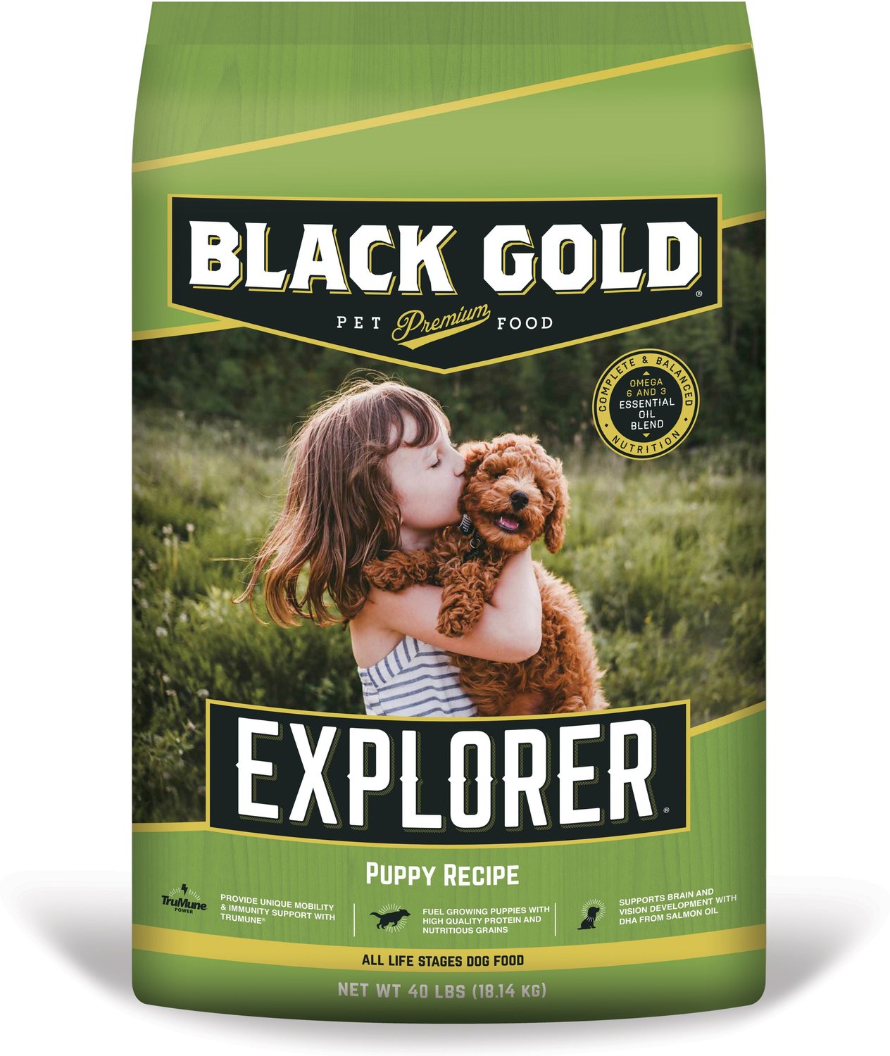 black and gold puppy food