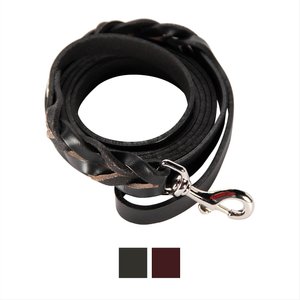 Logical Leather Braided Dog Leash, Black, 6-ft