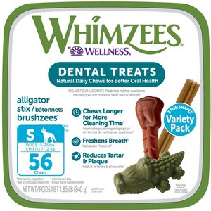 WHIMZEES Variety Pack Grain-Free Small Dental Dog Treats, 56 count