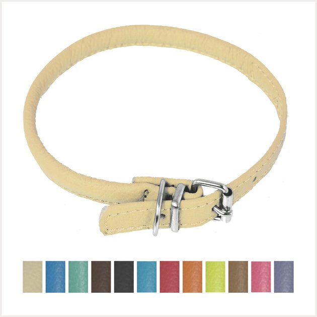 Dogline Round Soft Leather Dog Collar