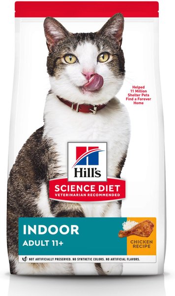Hill's Science Diet Adult 11+ Indoor Chicken Recipe Dry Cat Food, 7-lb bag slide 1 of 10