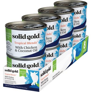 Solid Gold Tropical Blendz with Chicken & Coconut Oil Pate Grain-Free Canned Cat Food, 6-oz, case of 8