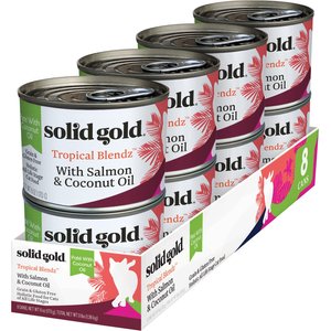 Solid Gold Tropical Blendz with Salmon & Coconut Oil Pate Grain-Free Canned Cat Food, 6-oz, case of 8