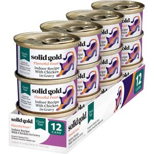 Solid Gold Flavorful Feast Indoor Recipe with Chicken Pate Grain-Free Canned Cat Food, 3-oz, case of 12