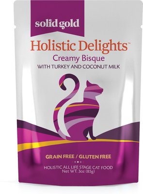 Solid Gold Holistic Delights Creamy Bisque with Turkey & Coconut Milk Grain-Free Cat Food Pouches, slide 1 of 1