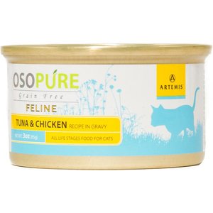 Artemis Osopure Tuna & Chicken Recipe in Gravy Grain-Free Canned Cat Food, 3-oz, case of 24