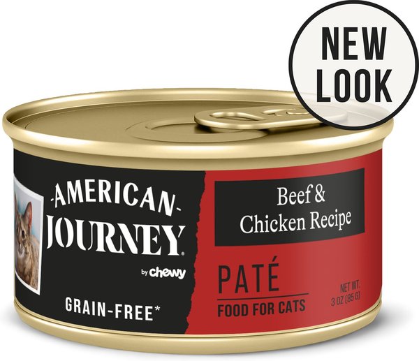American Journey Pate Beef & Chicken Recipe Grain-Free Canned Cat Food, 3-oz, case of 24 slide 1 of 11