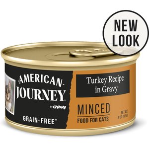 American Journey Minced Turkey Recipe in Gravy Grain-Free Canned Cat Food, 3-oz, case of 24