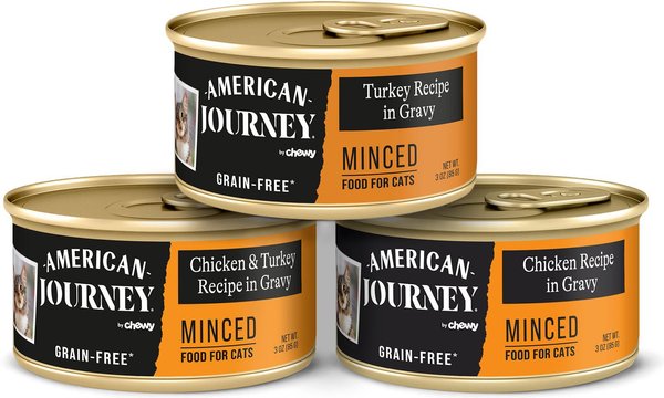 American Journey Minced Poultry in Gravy Variety Pack Grain-Free Canned Cat Food, 3-oz, case of 24 slide 1 of 11