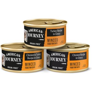 American Journey Minced Poultry in Gravy Variety Pack Grain-Free Canned Cat Food, 3-oz, case of 24