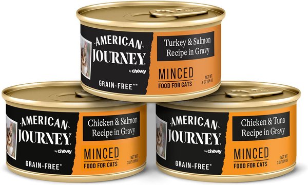 American Journey Minced Poultry & Seafood in Gravy Variety Pack Grain-Free Canned Cat Food, 3-oz, case of 24 slide 1 of 10