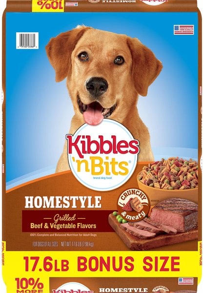 Kibbles 'n Bits Homestyle Grilled Beef & Vegetable Flavors Dry Dog Food, 17.6-lb bag slide 1 of 2
