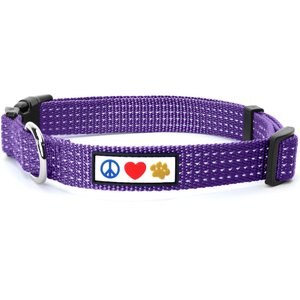 Pawtitas Nylon Reflective Dog Collar, Purple, Medium: 13 to 20-in neck, 3/4-in wide
