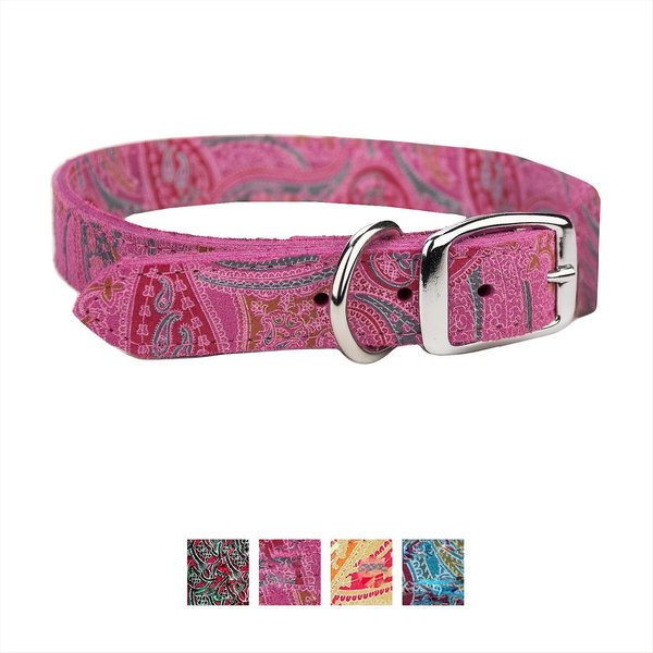 OmniPet Paisley Leather Dog Collar, Pink, 12-in slide 1 of 2