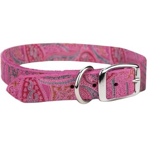 OmniPet Paisley Leather Dog Collar, Pink, 14-in