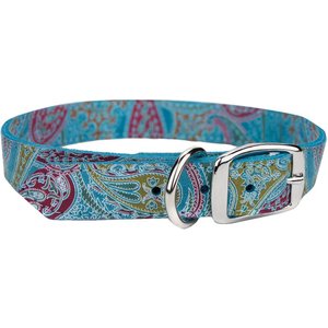 OmniPet Paisley Leather Dog Collar, Turquoise, 14-in