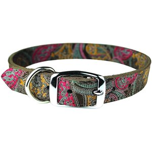 OmniPet Paisley Leather Dog Collar, Chocolate, 20-in