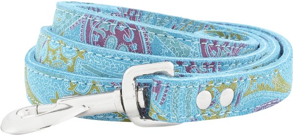 OmniPet Paisley Leather Dog Leash, Turquoise, 4-ft, 3/4-in slide 1 of 6