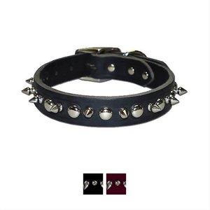 OmniPet Spiked & Studded Latigo Leather Dog Collar, Black, 24-in