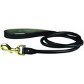 OmniPet Round Latigo Leather Dog Leash, Black, 4-ft 