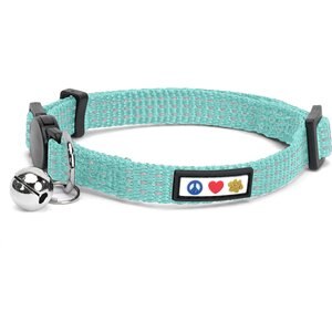 Pawtitas Nylon Reflective Breakaway Cat Collar with Bell, Teal, 7 to 11-in neck, 3/8-in wide