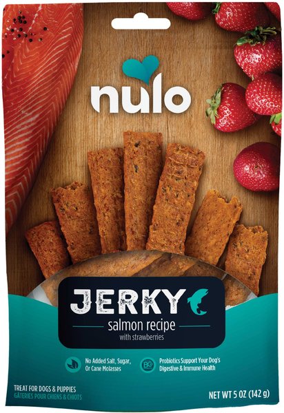 Nulo Freestyle Grain-Free Salmon Recipe With Strawberries Jerky Dog Treats, 5-oz bag slide 1 of 2