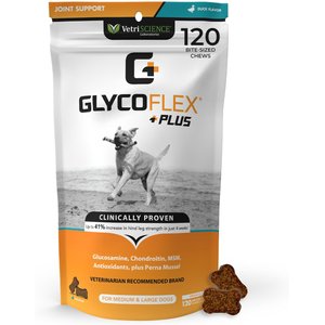 VetriScience GlycoFlex Plus Duck Flavored Soft Chews Joint Supplement for Dogs, 120 count