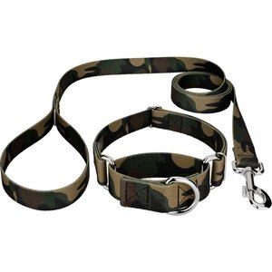 Country Brook Design Woodland Camo Polyester Martingale Dog Collar & Leash, Small: 11 to 15-in neck, 5/8-in wide