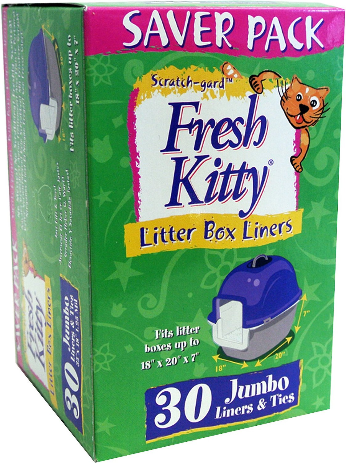 Fresh Kitty Litter Box Liners Jumbo with Ties Pack of 30