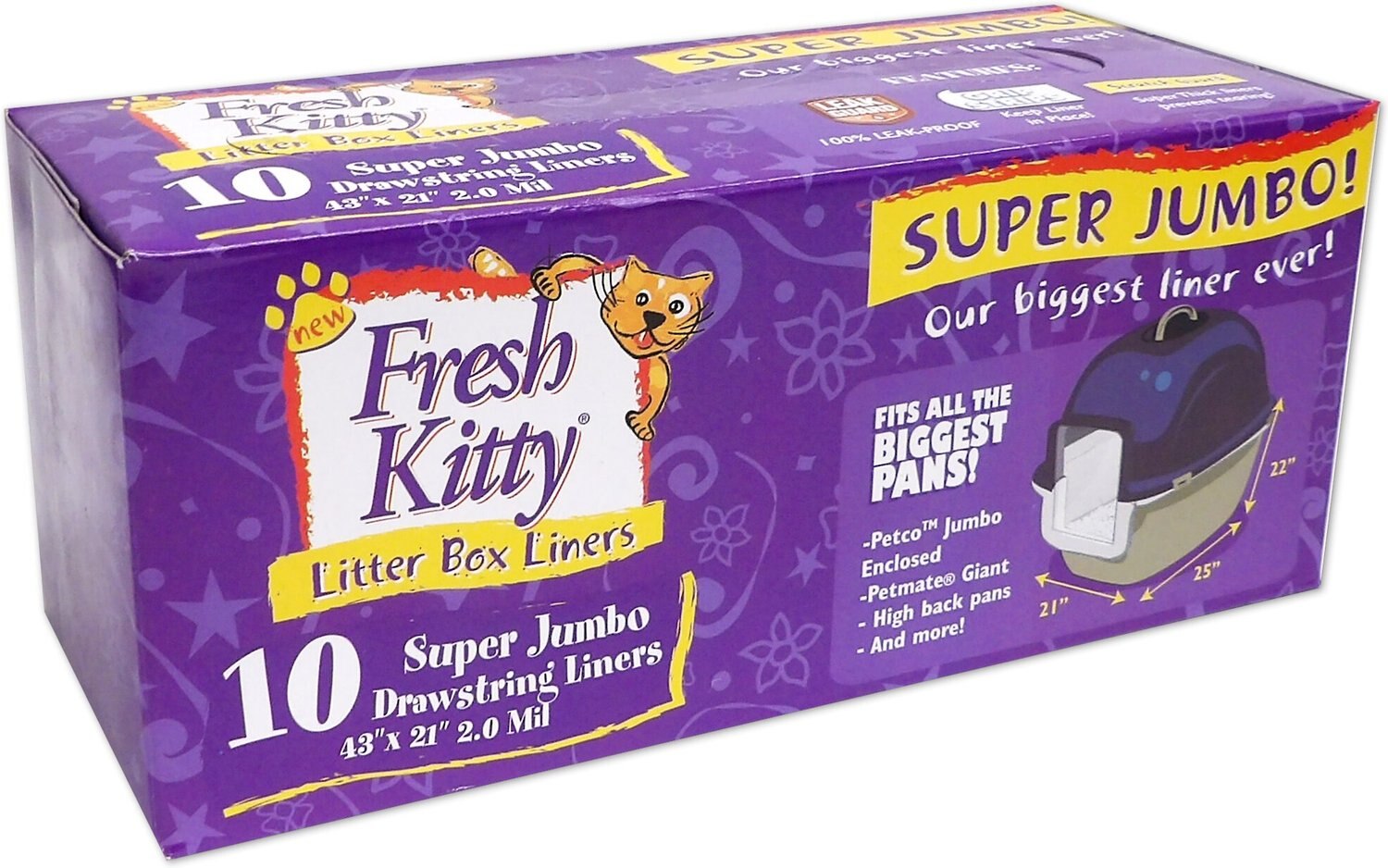 FRESH KITTY Super Jumbo Thick Litter Box Liners, 10 count
