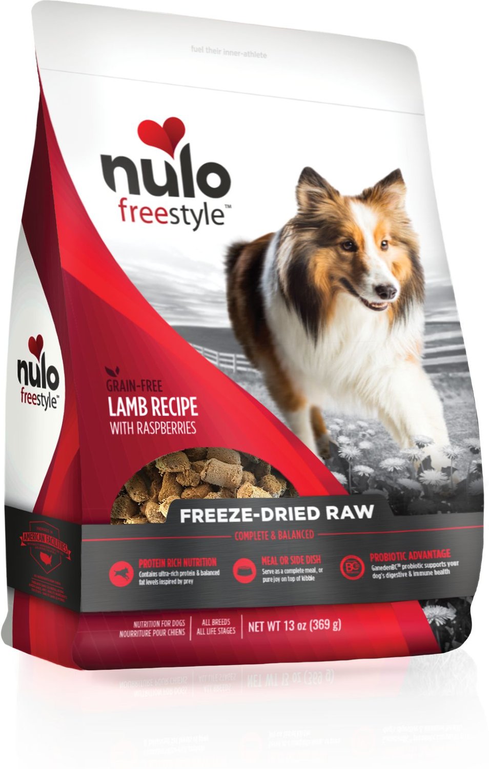 Nulo Freestyle Lamb Recipe With Raspberries Grain-Free Freeze-Dried Raw