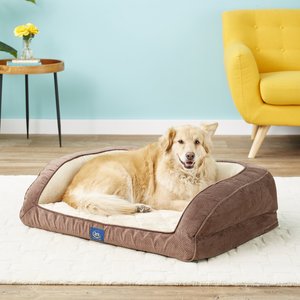 Serta Quilted Orthopedic Bolster Dog Bed w/Removable Cover, Mocha, Large