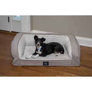 Serta Quilted Orthopedic Bolster Dog Bed w/Removable Cover, Gray, Large