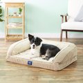 Serta Quilted Orthopedic Bolster Dog Bed w/Removable Cover, Tan, Large