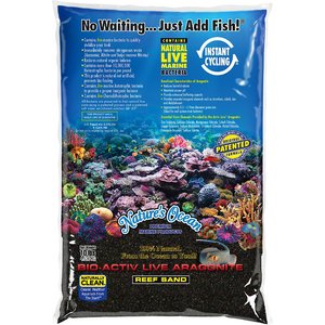Nature's Ocean Bio-Activ Live Aragonite Saltwater Aquarium Sand, Black, 10-lb bag
