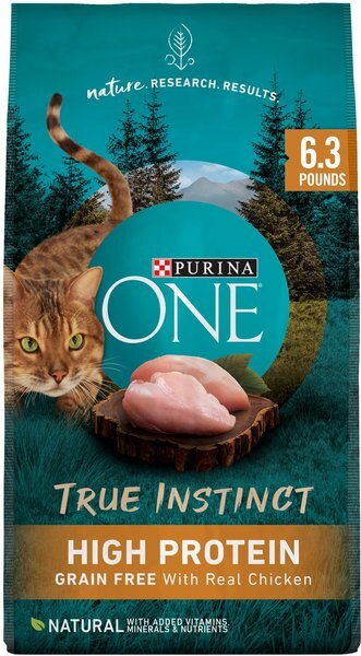 Purina ONE True Instinct Natural Real Chicken Plus Vitamins & Minerals High Protein Grain-Free Dry Cat Food, 6.3-lb bag slide 1 of 11