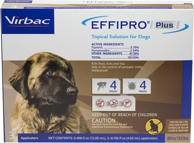 Virbac EFFIPRO Flea & Tick Spot Treatment for Dogs, 89-132 lbs, slide 1 of 1