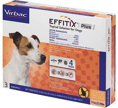 Virbac EFFITIX Flea & Tick Spot Treatment for Dogs, 11-22.9 lbs, slide 1 of 1