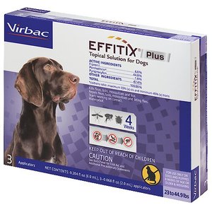 Virbac EFFITIX Flea & Tick Spot Treatment for Dogs, 23-44.9 lbs, 3 Doses (3-mos. supply)