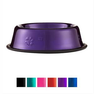 Platinum Pets Non-Skid Stainless Steel Embossed Dog & Cat Bowl, Electric Purple, 1.25-cup