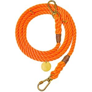 Found My Animal Adjustable Rope Dog Leash, Rescue Orange, 7-ft, Large