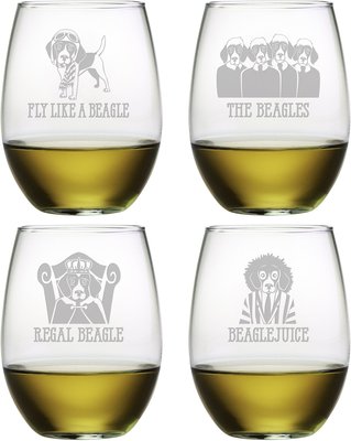 Susquehanna Glass Beagle Assortment Stemless Wine Glass, slide 1 of 1