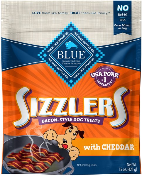 Blue Buffalo Sizzlers with Cheddar Bacon-Style Dog Treats, 15-oz bag slide 1 of 8